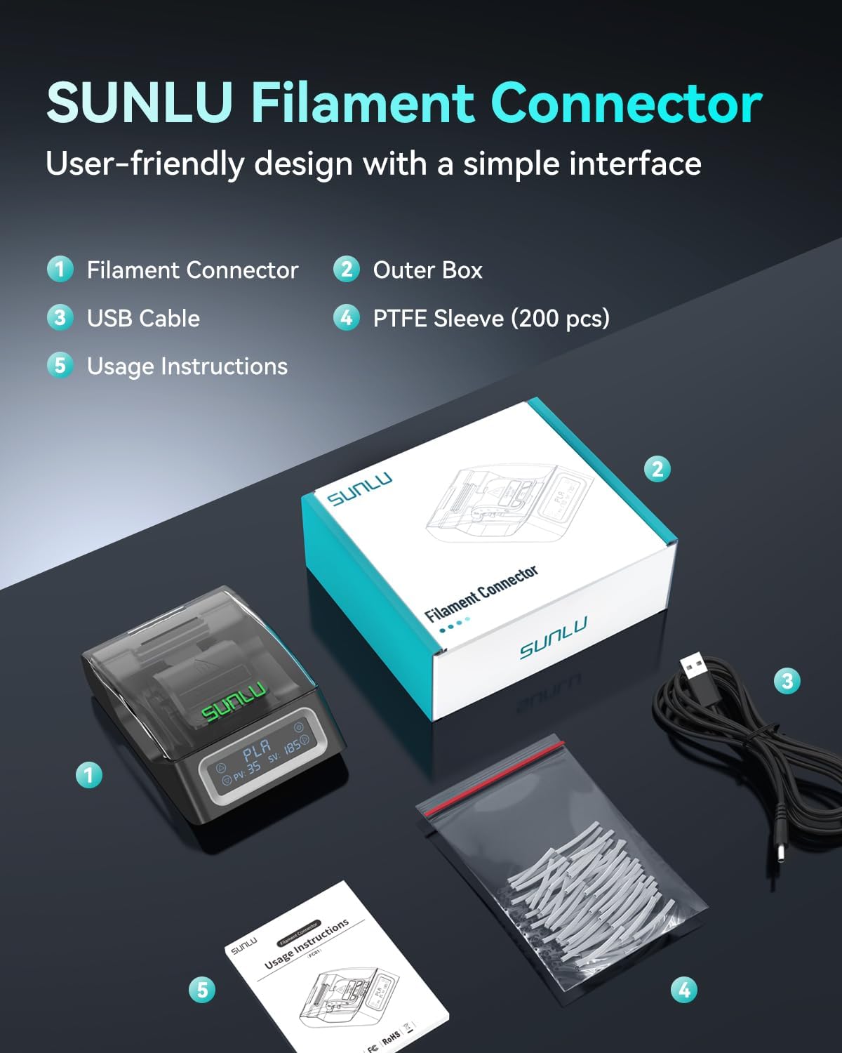 SUNLU Official Filament Connector, Fast Heating Filament Splicer for 3D Print...