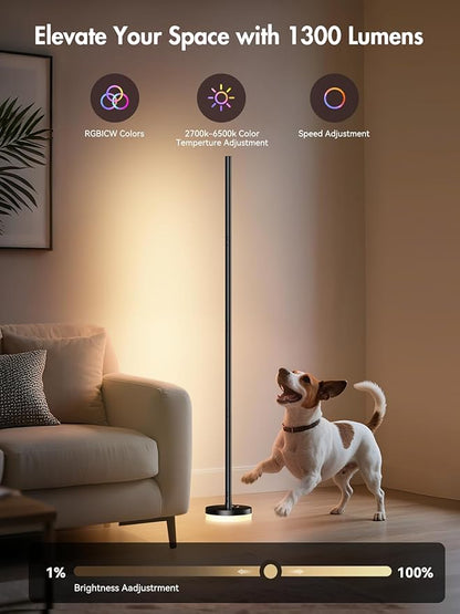 OIYN Corner Floor Lamp 2 Pack, RGBICW LED Corner Lamp - Image 3
