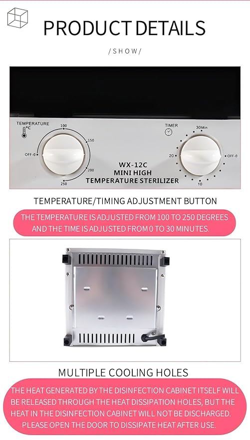 Sterilizer for Nail Tools, 12L Multifunctional High Temperature Cleaning Dry - Image 6