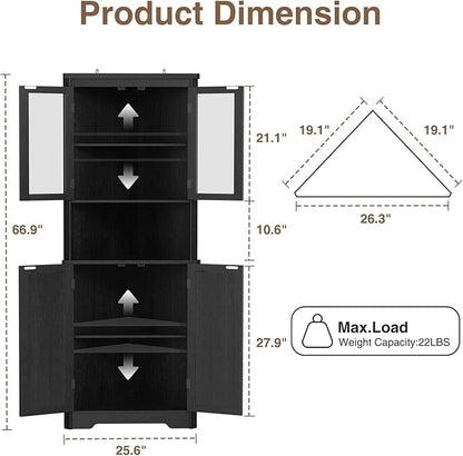 67''H Black Tall Farmhouse Corner Storage Cabinet - Image 2