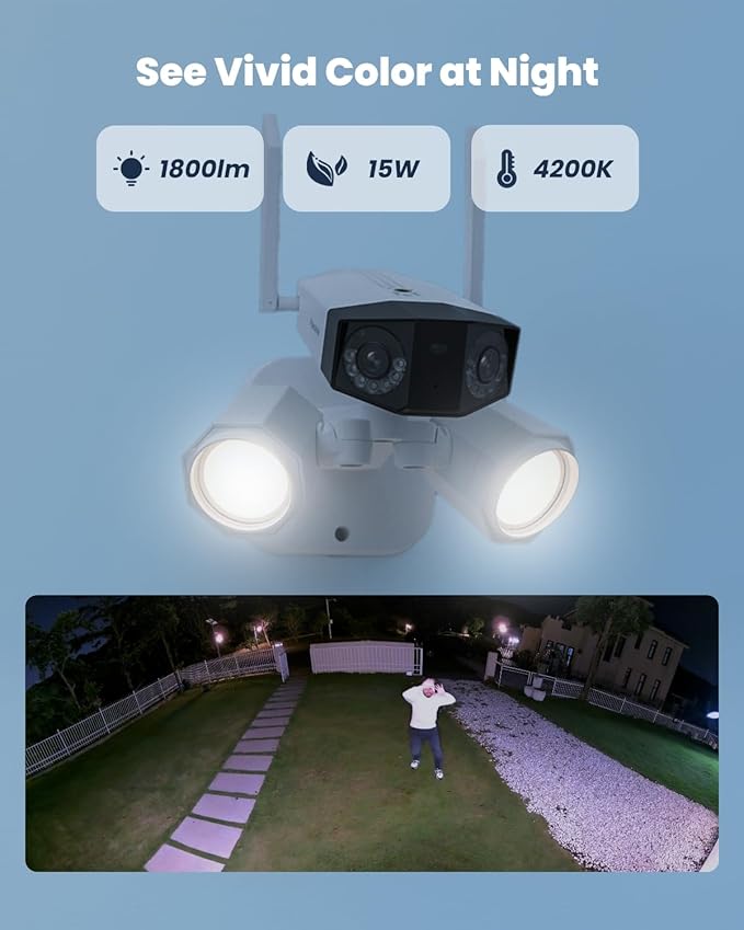 REOLINK 4K 8MP Floodlight Security Camera Outdoor, Dual-Lens Camera w/ 180° FOV - Image 4