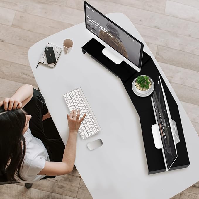TAVR Dual Monitor Stand Riser Office Desktop Organizer Stand - Image 9
