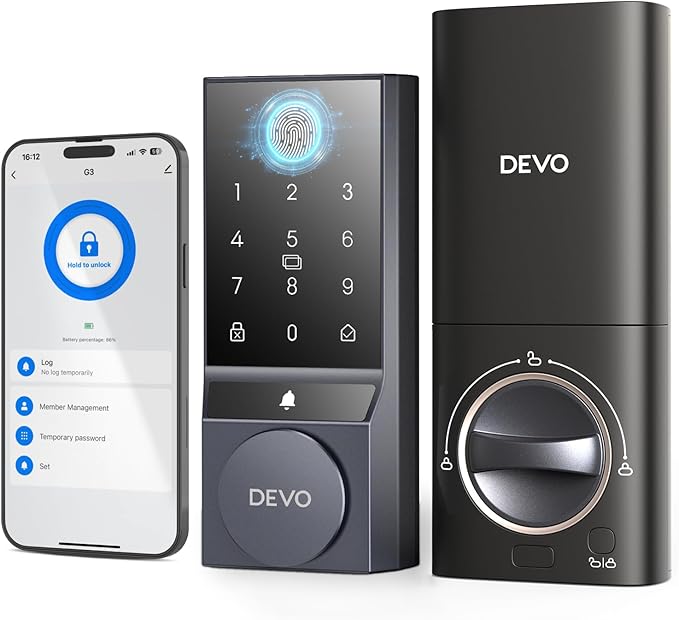 Devo G3 Fingerprint Smart Door Lock, Keyless Entry Door Lock, App Control by DEVO