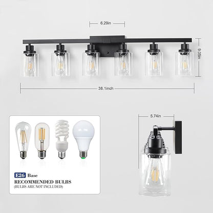 DIKAIDA 6-Light Black Vanity Lights 38'' Modern Bathroom Vanity Lighting - Image 5