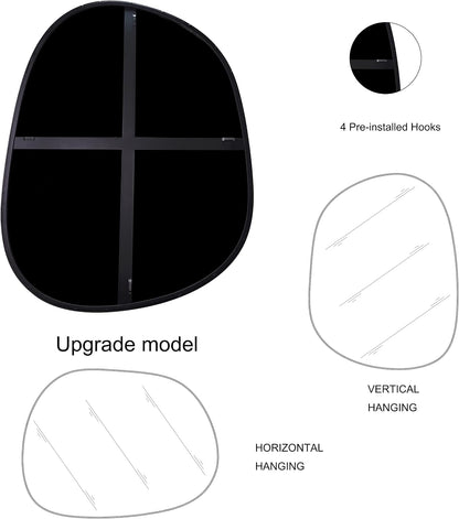 ELEHUME Asymmetrical Wall Mirror for Decor 17.5"*22.5", Modern Black Framed Wall Mirror for Living Room Bathroom Bedroom Entryway ELE-STOU-0066B