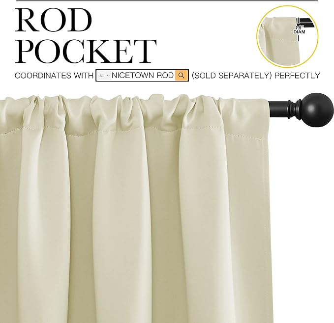 NICETOWN Kitchen Curtains, Short Blackout Curtains & Drapes, Small Window - Image 3