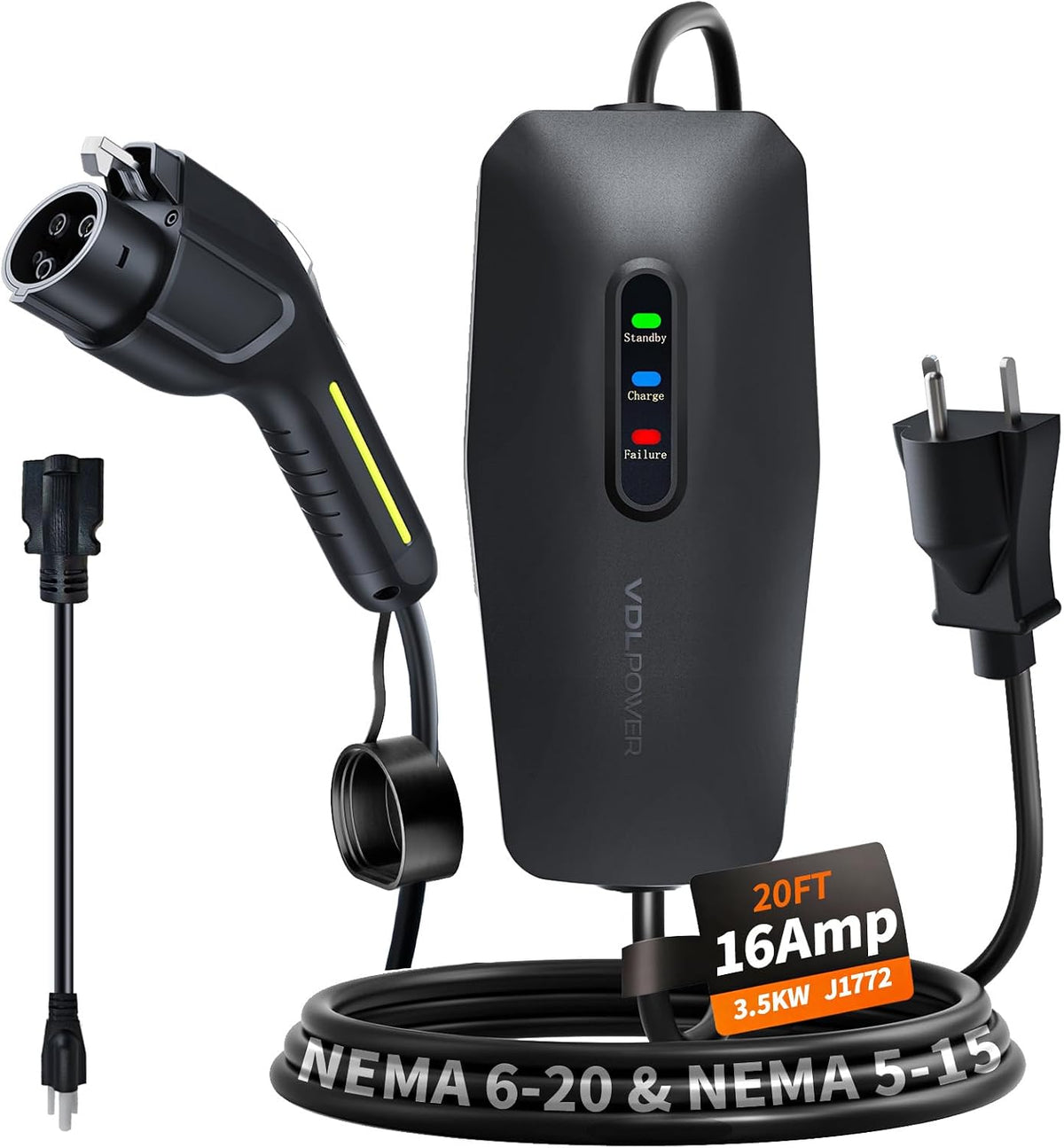 Level 1&2 EV Charger, Electric Vehicle Portable Charger with 20FT Cable, ...
