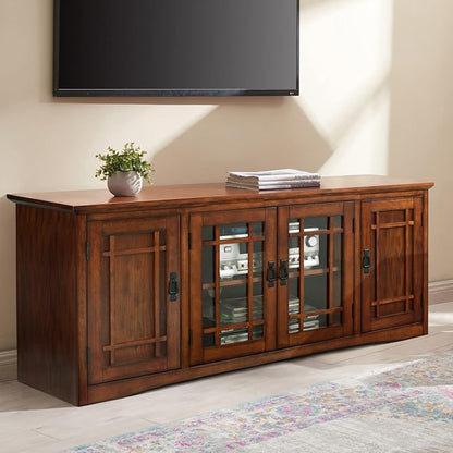 Leick Home 82360 Solid Wood Mission Oak Four Door TV Stand - Image 4