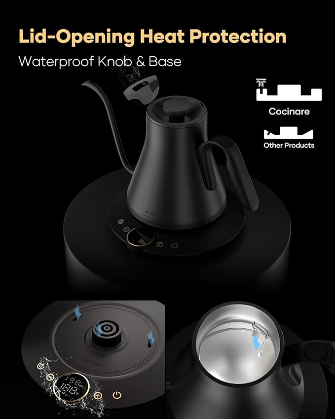 Cocinare FLOW B9 Gooseneck Electric Kettle, Precise Temperature Control - Image 7