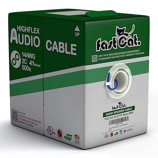 fast Cat. Speaker Wire 14 Guage 2C, UL Listed & CMR/CL3R-FT4 Rated by CONNECTIVITYviafastCat