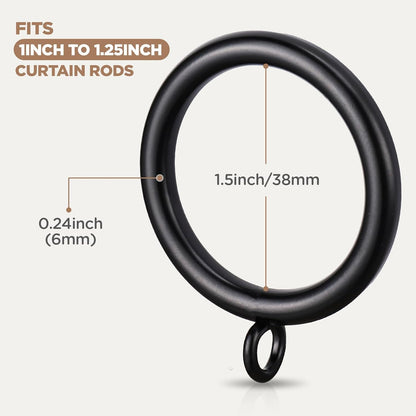 40 PCS Curtain Rings, 1.5 Inch Thickened Curtain Rings Metal Drapery Ring for Curtain Rods Black