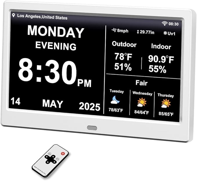 2025 Digital Clock with Weather Forecast & Temperature/Humidity Large Display by TIMEMOON