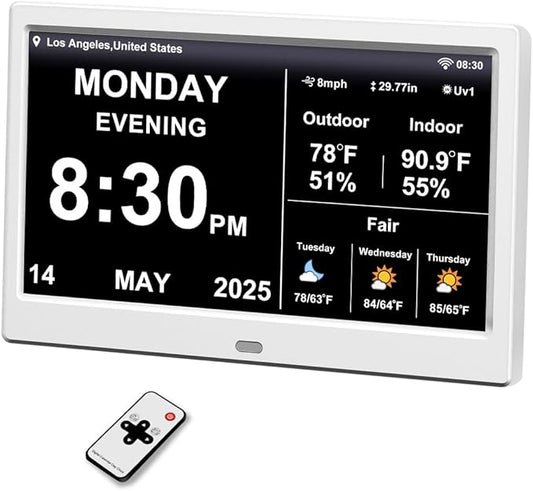 2025 Digital Clock with Weather Forecast & Temperature/Humidity Large Display by TIMEMOON