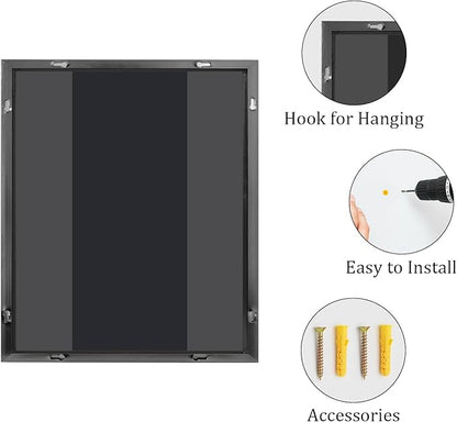 Koonmi 24x36 Inch Black Metal Framed Bathroom Mirror - Image 7