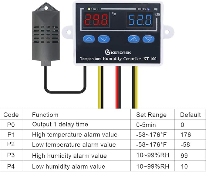KETOTEK Temperature Humidity Controller Digital Thermostat Module 120V - Image 4