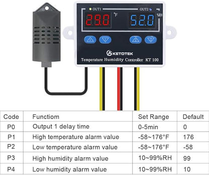 KETOTEK Temperature Humidity Controller Digital Thermostat Module 120V - Image 4