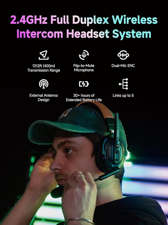 Accsoon Como SE Wireless Intercom Headset System Full-Duplex 2.4GHZ 1312FT - Image 2