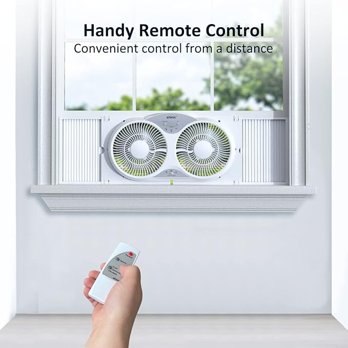 shinic 9" Twin Window Fan with Reversible Airflow, Removable Cover and Bug - Image 6