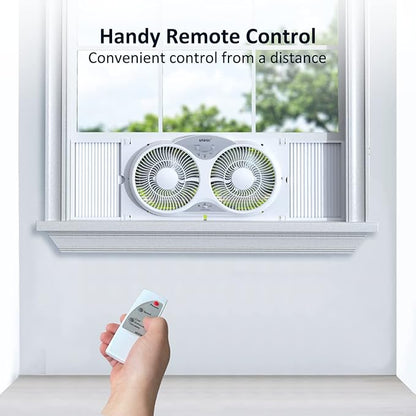 shinic 9" Twin Window Fan with Reversible Airflow, Removable Cover and Bug - Image 6