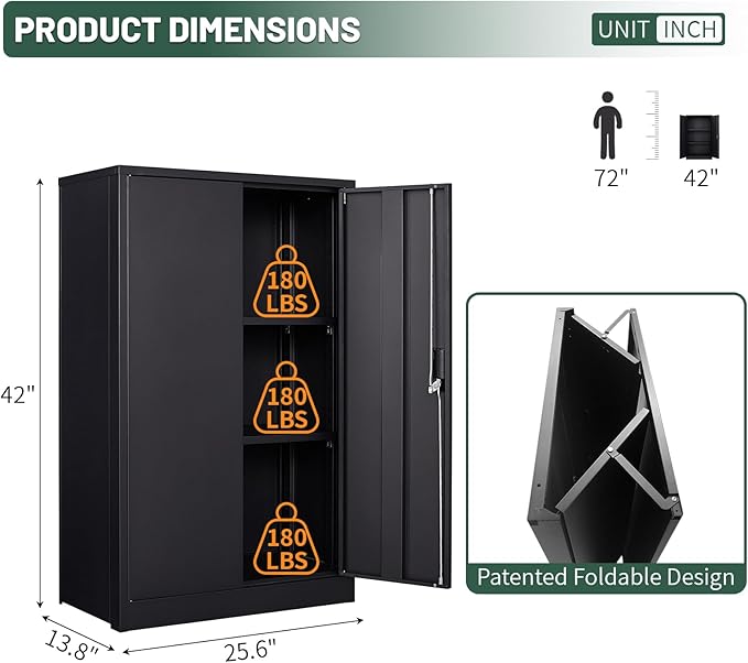 42" Folding Metal Storage Cabinet - Image 2