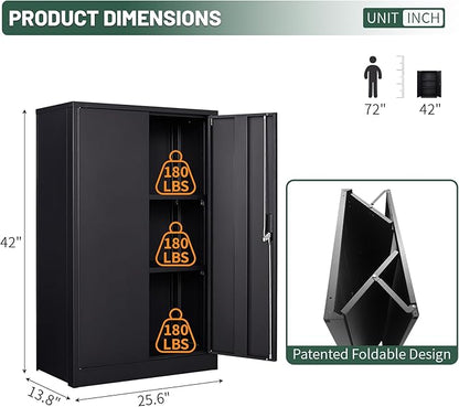 42" Folding Metal Storage Cabinet - Image 2
