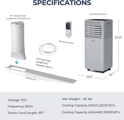 COSTWAY Portable Air Conditioners, 10000BTU Spaces up to 350sq.ft, - Image 7