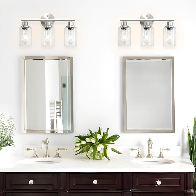 Guliaofo 3-Light Brushed Nickel Vanity Lights, E26 Modern Bathroom Light - Image 6