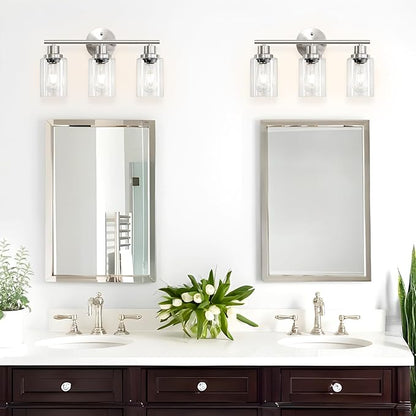 Guliaofo 3-Light Brushed Nickel Vanity Lights, E26 Modern Bathroom Light - Image 6