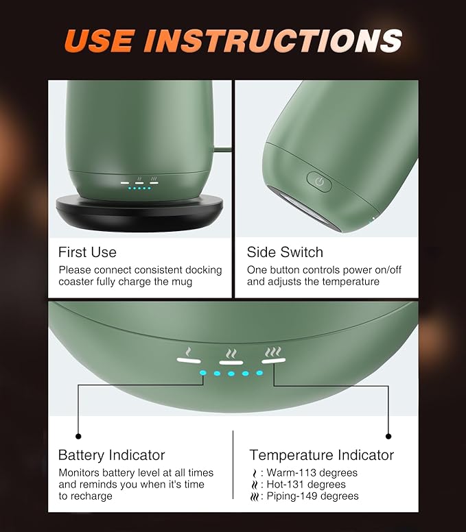 Kepwam Self Heating Coffee Mug T2, 16oz Smart Heated Coffee Mug, 150 Min - Image 3