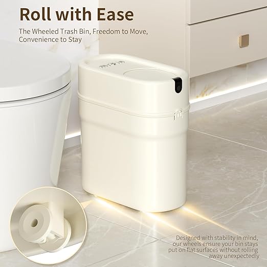 MRBIN Slim Pull Out Automatic Bagging Bathroom Trash Can, 10L/2.6gal Touchless - Image 4