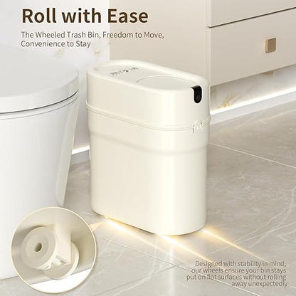 MRBIN Slim Pull Out Automatic Bagging Bathroom Trash Can, 10L/2.6gal Touchless - Image 4