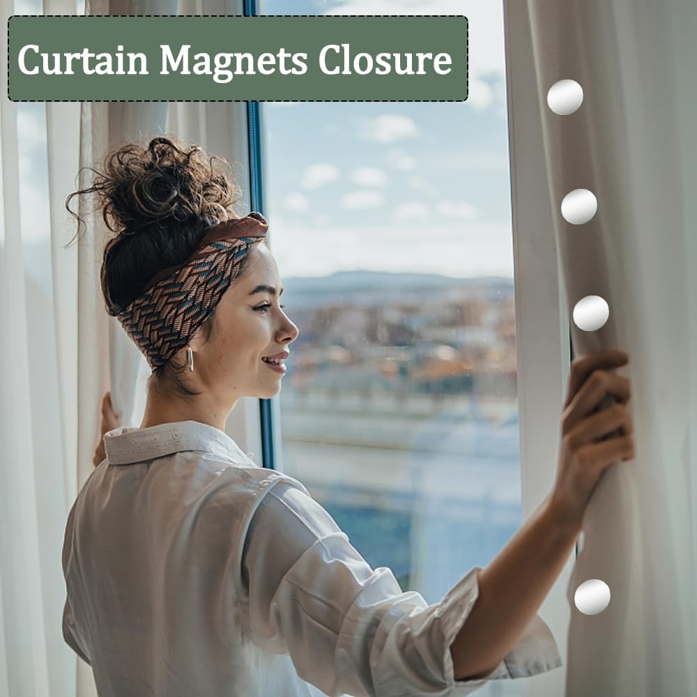 8 Pairs Magnetic Curtain Clips,Double Sided Magnetic Suction Curtain Magnets Closure Prevent Light Leaking Keep Curtain Closed for Home Bedroom Office Curtain Draperies(Sliver)