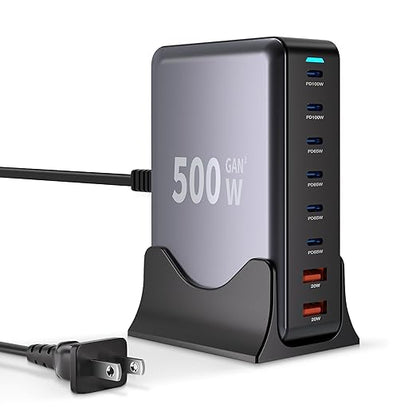 500W USB C Charger Block, GaN3 Charging Station 8-Port Fast USB Charger Block by Unknown