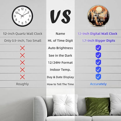 Timethink 12'' Deer Digital Wall Clock - Image 8