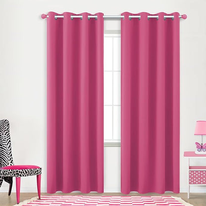 KOUFALL Hot Pink Curtains 2 Panels, 84 Inches Long by KOUFALL