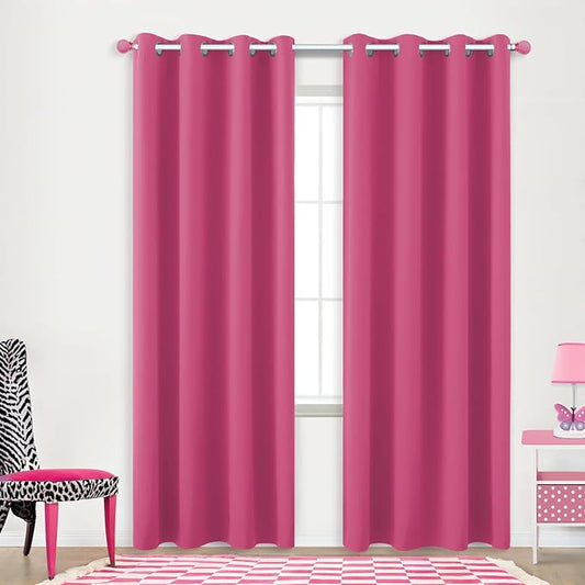 KOUFALL Hot Pink Curtains 2 Panels, 84 Inches Long by KOUFALL