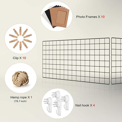 Wall Photo Grid Shelf, Wall Hanging Ins Art Display Grid Panel - Image 4