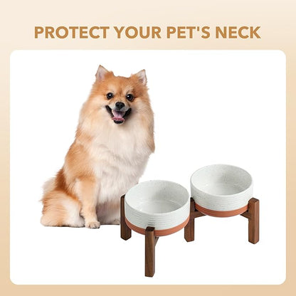 Ceramic 6.1inch Raised Double Dog Bowls Set - Image 7