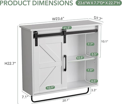 Bathroom Wall Cabinet Over Toilet Sliding Door 23x19 Inch Farmhouse Medicine - Image 2