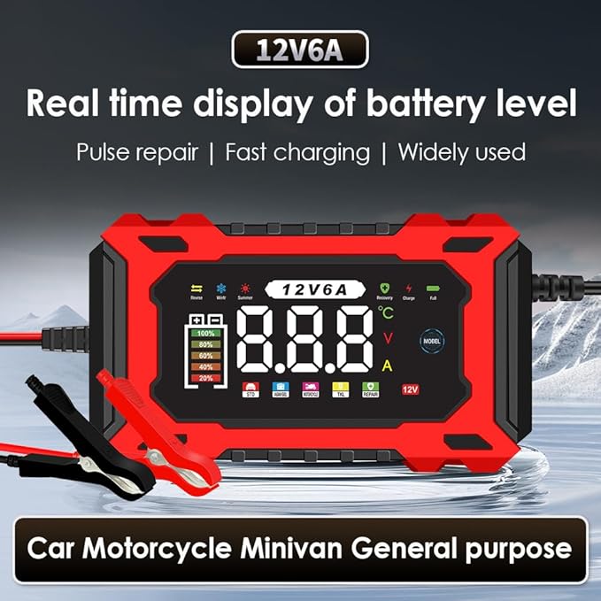 6-Amp 12V Smart Car Battery Charger, Battery Maintainer Trickle Charger - Image 3