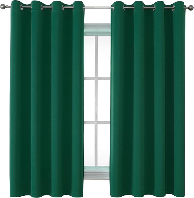 DUALIFE Christmas Dark Green Blackout Curtains 45 Inch Length Thermal - Image 8