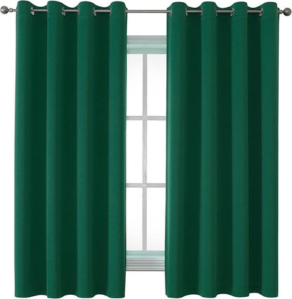 DUALIFE Christmas Dark Green Blackout Curtains 45 Inch Length Thermal - Image 8