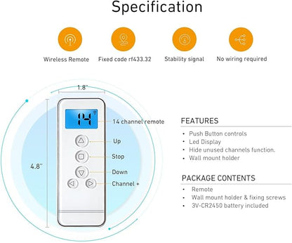 14 Channel Controller for Roller Shades Remote Control for Motorized Windows - Image 4
