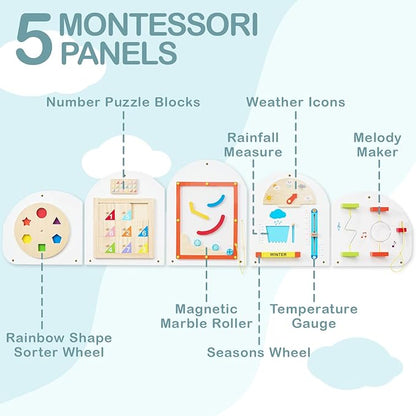 Monläurd® Cloud Montessori Busy Board, Sensory Board, Wooden Toys, Wall Toys - Image 3