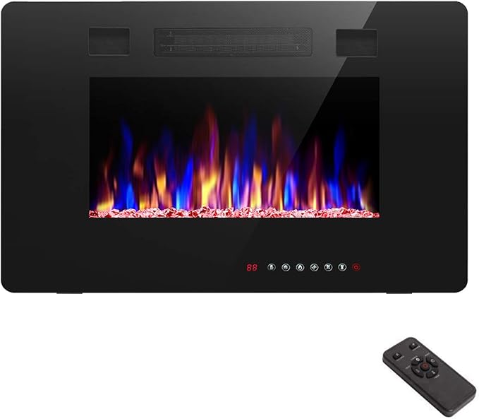 R.W.FLAME 30 inch Recessed and Wall Mounted Electric Fireplace, Low Noise by RWFLAME