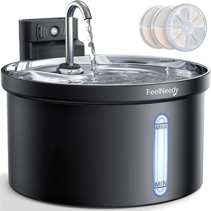 Wireless Cat Water Fountain FEELNEEDY 4000mAh Battery Operated Cat Fountain by FEELNEEDY