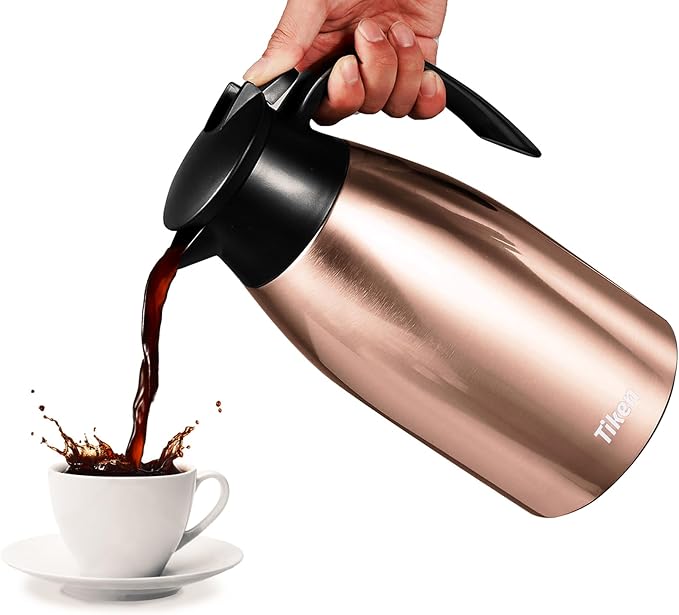 Tiken 68 Oz Thermal Coffee Carafe, Stainless Steel Insulated Vacuum Coffee - Image 6