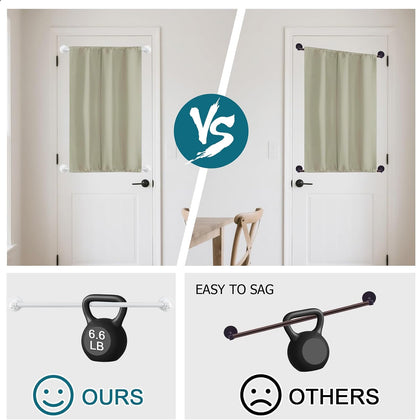Magnetic Curtain Rod for Metal Door 16"-28", Magnet Cafe Curtain Rod For Small Window No Drill Rods Magnetic Sash Rods, White, 1 Pack