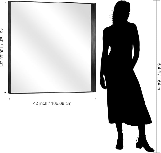 CIRCUMI Black Bathroom Mirror, Brushed Finish, Tempered Glass, Mirror - Image 8