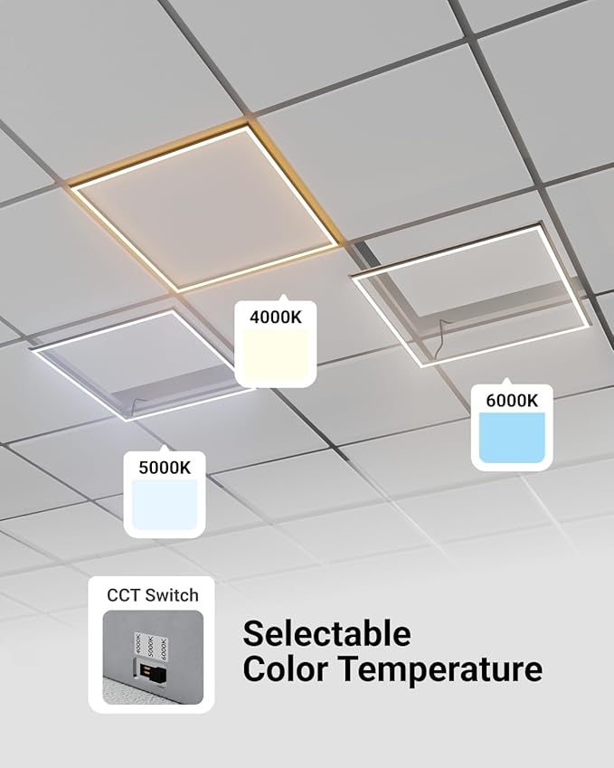 Sunco 12 Pack 2x2 Edge-Lit Frame LED Panel Lights, Drop Ceiling Flat Light - Image 4